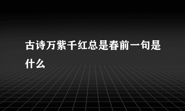 古诗万紫千红总是春前一句是什么