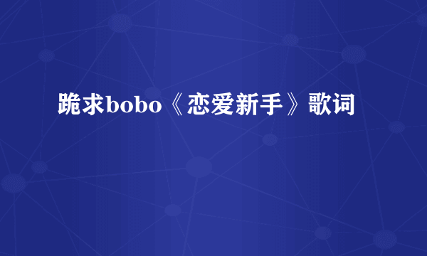 跪求bobo《恋爱新手》歌词