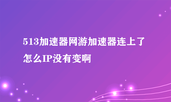 513加速器网游加速器连上了怎么IP没有变啊