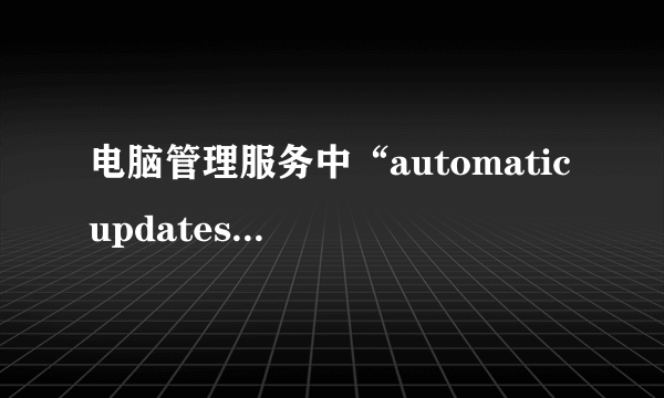 电脑管理服务中“automatic updates”没有怎么办？