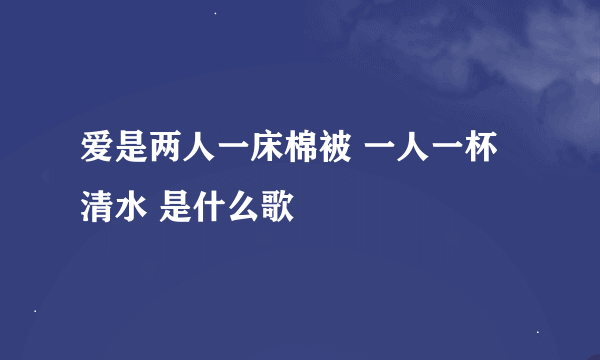 爱是两人一床棉被 一人一杯清水 是什么歌