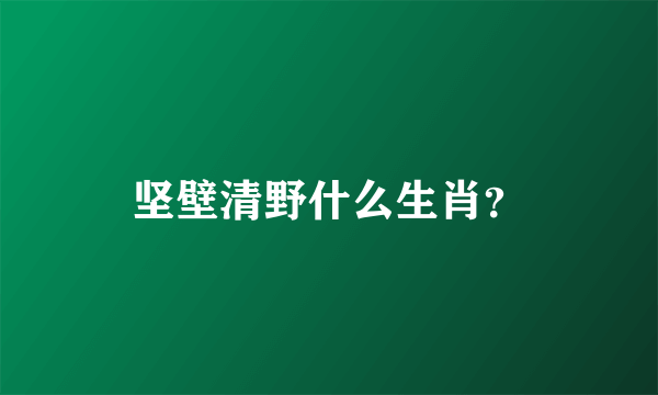 坚壁清野什么生肖？