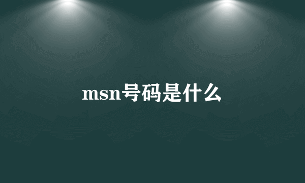 msn号码是什么