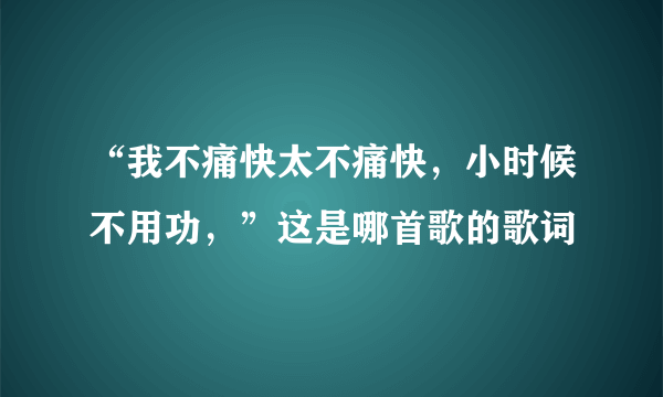 “我不痛快太不痛快，小时候不用功，”这是哪首歌的歌词