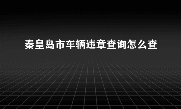 秦皇岛市车辆违章查询怎么查