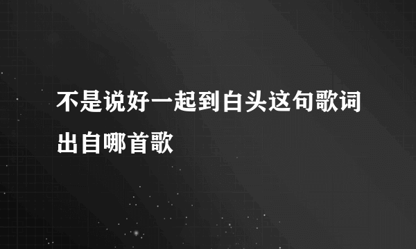 不是说好一起到白头这句歌词出自哪首歌