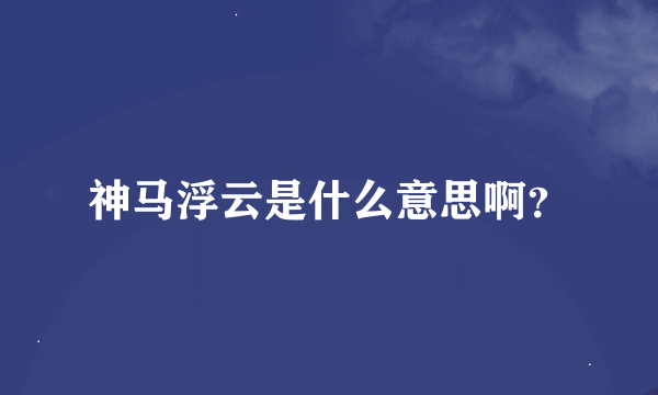 神马浮云是什么意思啊？