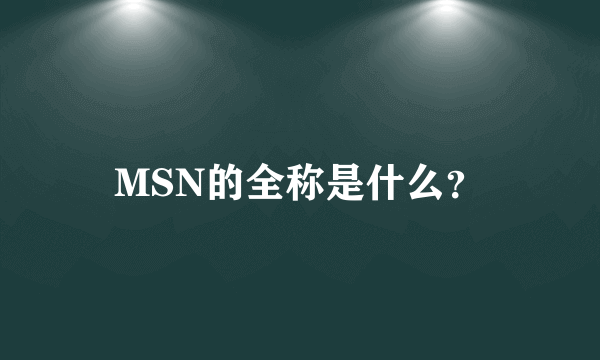 MSN的全称是什么？