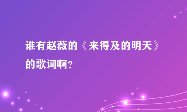 谁有赵薇的《来得及的明天》的歌词啊？