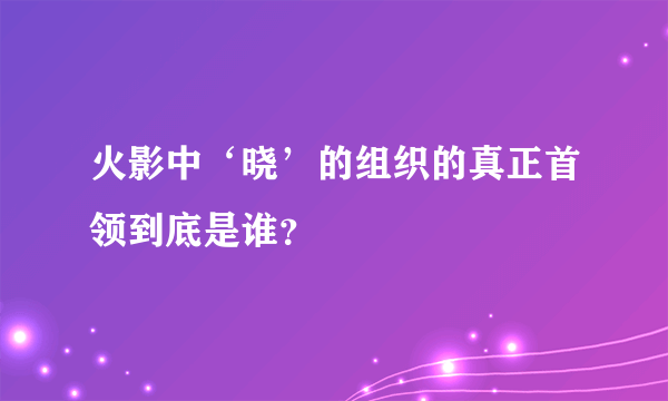 火影中‘晓’的组织的真正首领到底是谁？