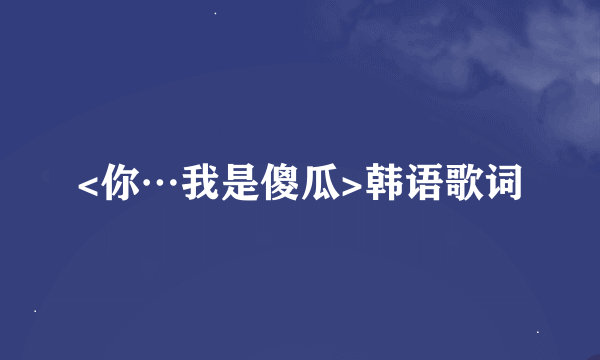 <你…我是傻瓜>韩语歌词