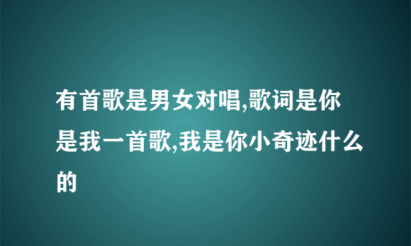 有首歌是男女对唱,歌词是你是我一首歌,我是你小奇迹什么的