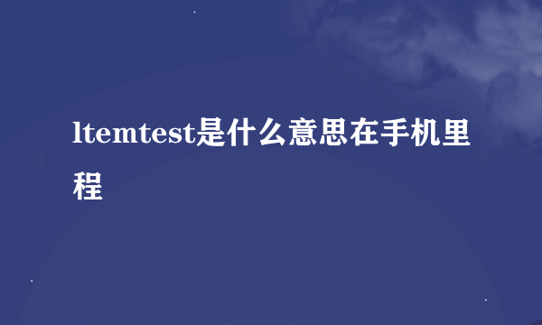 ltemtest是什么意思在手机里程