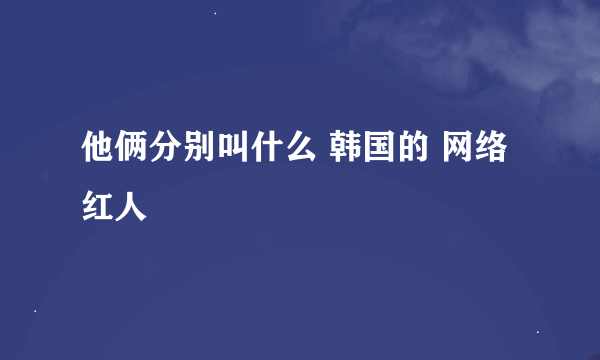 他俩分别叫什么 韩国的 网络红人