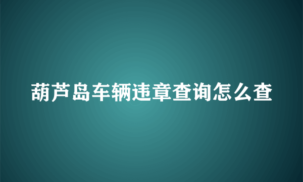 葫芦岛车辆违章查询怎么查