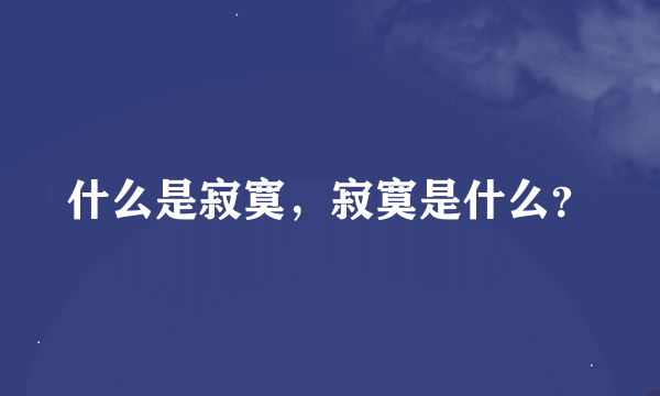 什么是寂寞，寂寞是什么？