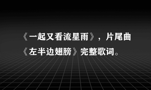 《一起又看流星雨》，片尾曲《左半边翅膀》完整歌词。