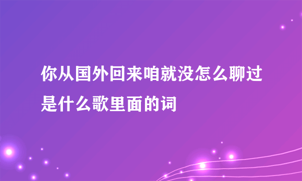 你从国外回来咱就没怎么聊过是什么歌里面的词