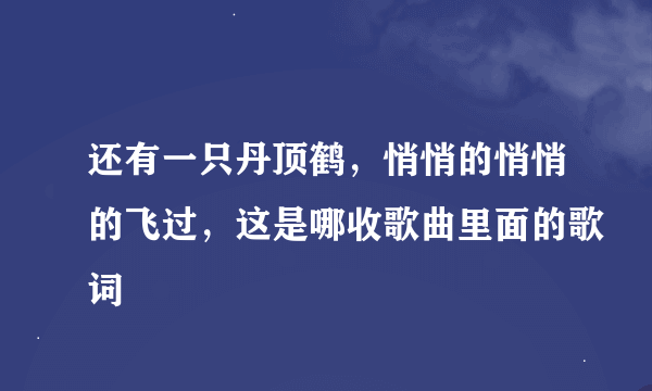 还有一只丹顶鹤，悄悄的悄悄的飞过，这是哪收歌曲里面的歌词