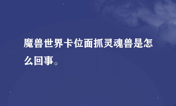 魔兽世界卡位面抓灵魂兽是怎么回事。