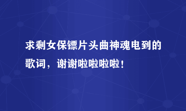 求剩女保镖片头曲神魂电到的歌词，谢谢啦啦啦啦！