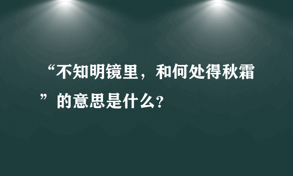 “不知明镜里，和何处得秋霜”的意思是什么？