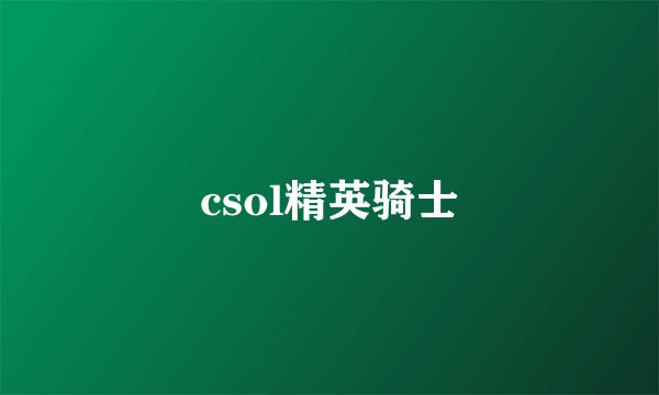 csol精英骑士