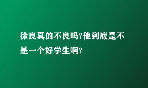 徐良真的不良吗?他到底是不是一个好学生啊?