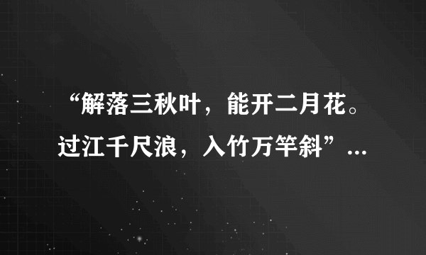 “解落三秋叶，能开二月花。过江千尺浪，入竹万竿斜”这首诗写的是什么？