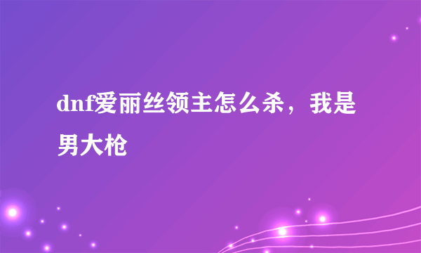 dnf爱丽丝领主怎么杀，我是男大枪