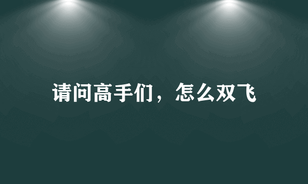 请问高手们，怎么双飞