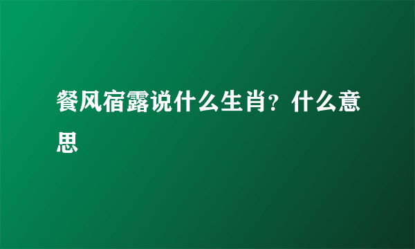 餐风宿露说什么生肖？什么意思