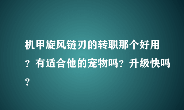 机甲旋风链刃的转职那个好用？有适合他的宠物吗？升级快吗？