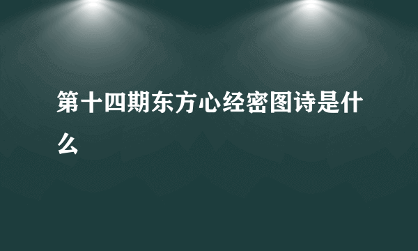 第十四期东方心经密图诗是什么