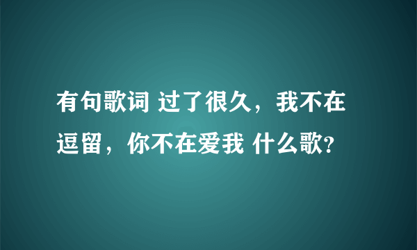 有句歌词 过了很久，我不在逗留，你不在爱我 什么歌？