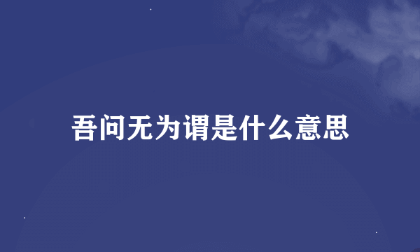 吾问无为谓是什么意思