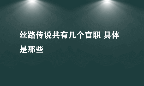 丝路传说共有几个官职 具体是那些