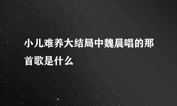 小儿难养大结局中魏晨唱的那首歌是什么