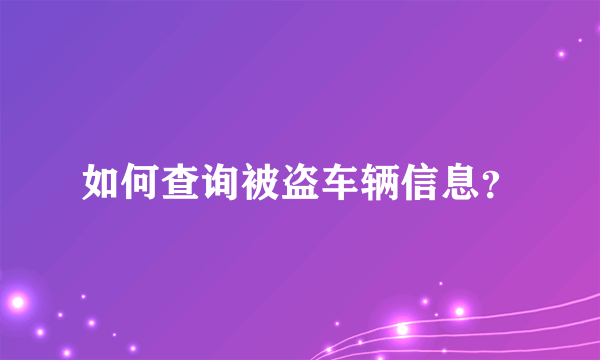 如何查询被盗车辆信息？