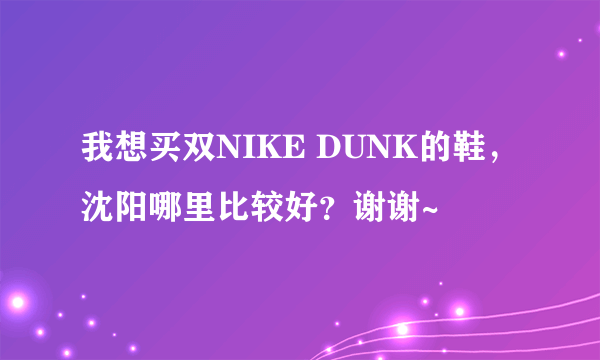 我想买双NIKE DUNK的鞋，沈阳哪里比较好？谢谢~