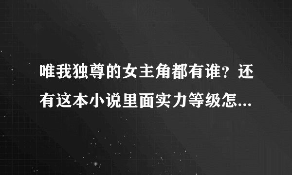 唯我独尊的女主角都有谁？还有这本小说里面实力等级怎么分的？