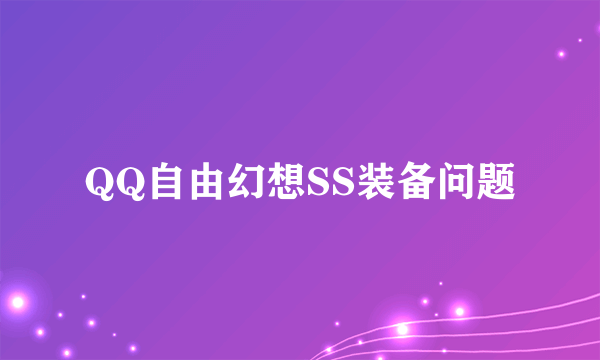 QQ自由幻想SS装备问题