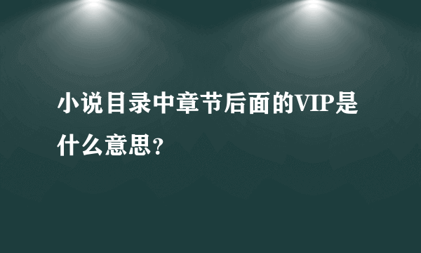 小说目录中章节后面的VIP是什么意思？