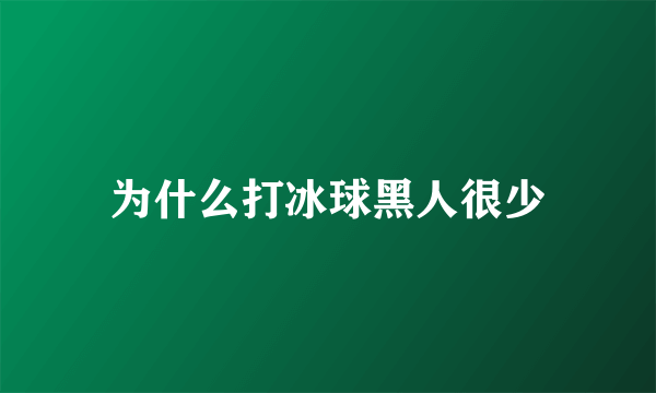 为什么打冰球黑人很少