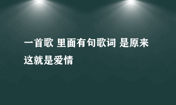 一首歌 里面有句歌词 是原来这就是爱情