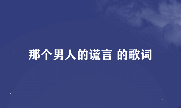 那个男人的谎言 的歌词