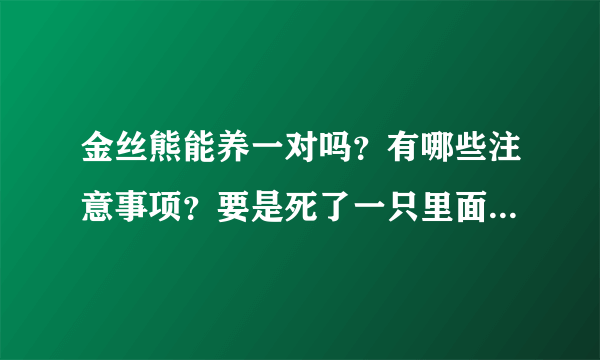 金丝熊能养一对吗？有哪些注意事项？要是死了一只里面的垫料需要换吗？