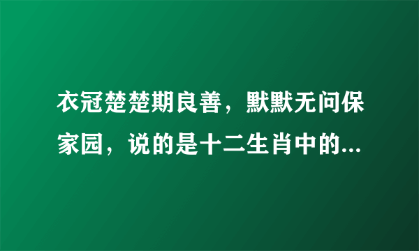 衣冠楚楚期良善，默默无问保家园，说的是十二生肖中的什么动物。