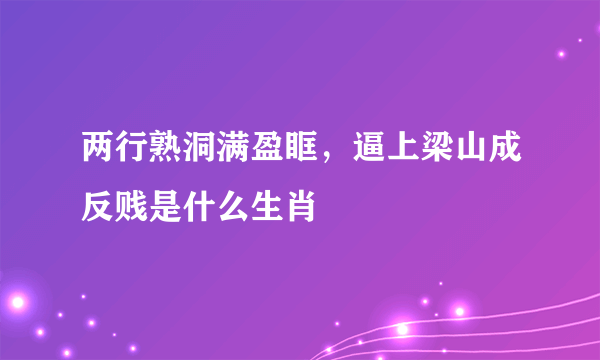 两行熟洞满盈眶，逼上梁山成反贱是什么生肖