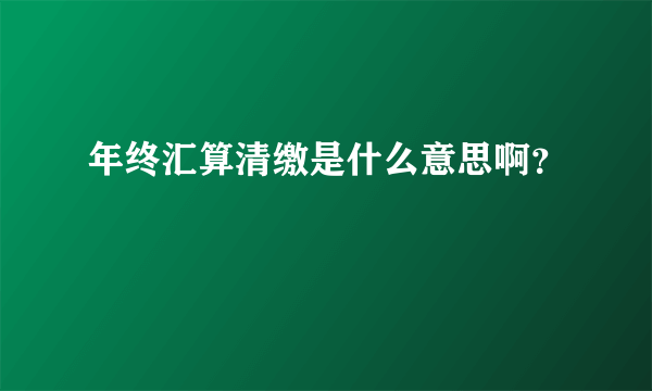 年终汇算清缴是什么意思啊？